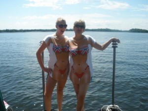 Caitlin and her mother having a little fun on the lake!