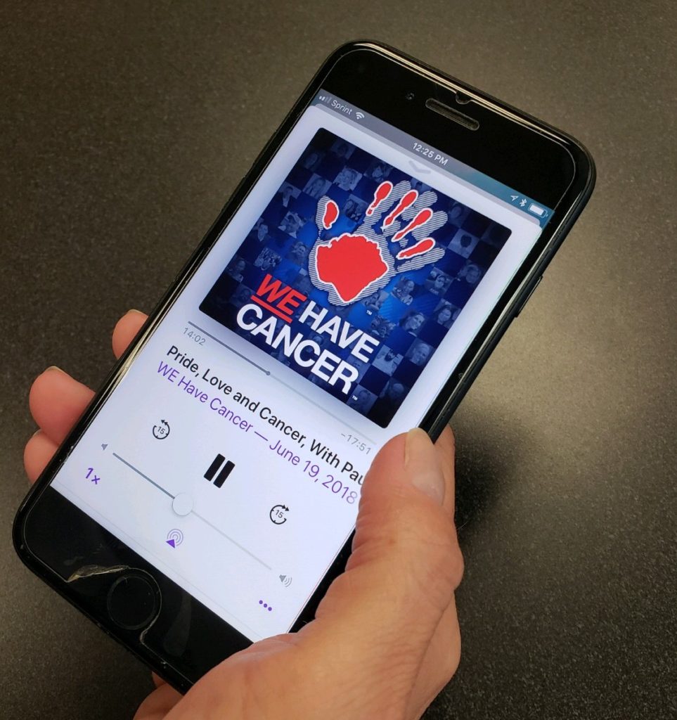 Image of WE Have Cancer Podcast on phone