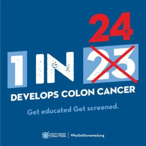1 in 24 Americans will develop colorectal cancer