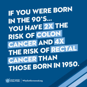Born in the 90s? 2x colon and 4x rectal cancer risk of those born in the 50s.