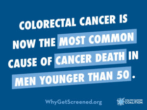 CRC is most common cancer death in men under 50