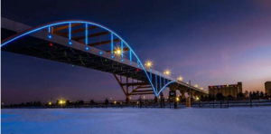 Hoan Bridge in Milwaukee goes Blue