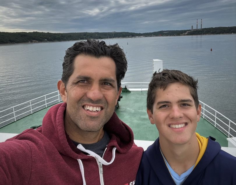 Esteban with his son on a college road trip right after being diagnosed with colon cancer