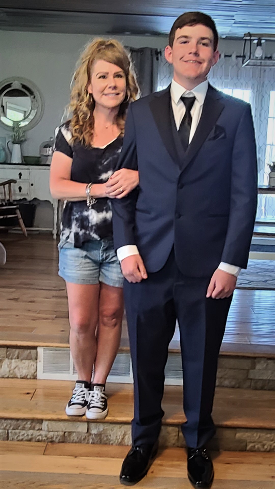 Tracy and her oldest son before a school dance.